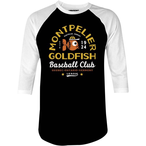 Montpelier Goldfish - Vermont - Vintage Defunct Baseball Teams - 3 4 Sleeve Raglan T-Shirt Discount - Image 2