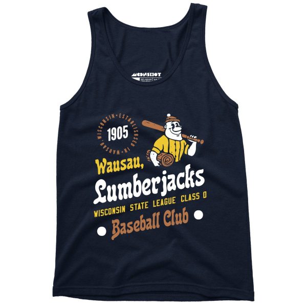 Wausau Lumberjacks - Wisconsin - Vintage Defunct Baseball Teams - Unisex Tank Top For Sale - Image 2