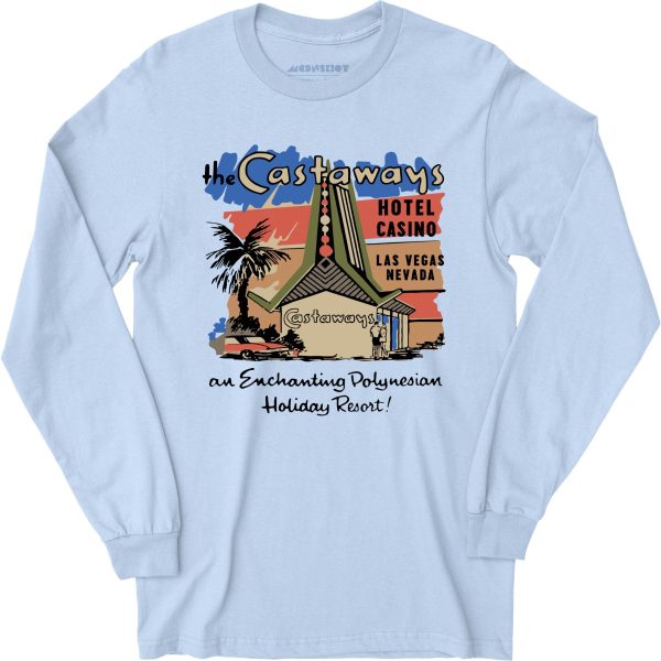 Castaways Polynesian Resort Hotel - Vintage Las Vegas - Long Sleeve T-Shirt Discount - Image 2