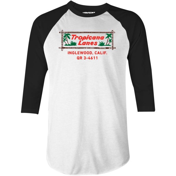 Tropicana Lanes - Inglewood, CA - Vintage Bowling Alley - 3 4 Sleeve Raglan T-Shirt Fashion