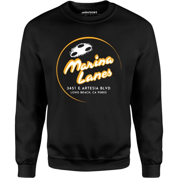 Marina Lanes - Long Beach, CA - Vintage Bowling Alley - Unisex Sweatshirt Online now - Image 2