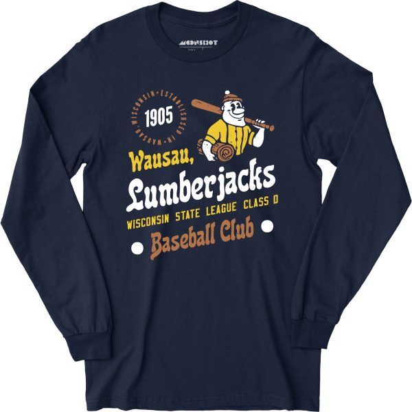 Wausau Lumberjacks - Wisconsin - Vintage Defunct Baseball Teams - Long Sleeve T-Shirt For Sale - Image 3