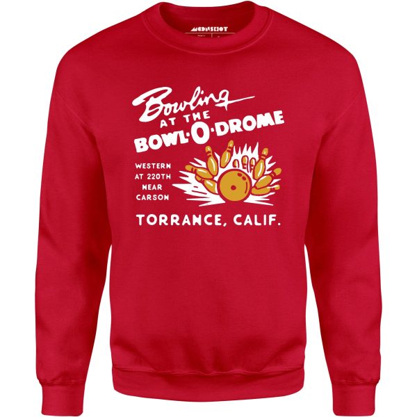 Bowl-o-Drome - Torrance, CA - Vintage Bowling Alley - Unisex Sweatshirt Online now - Image 4