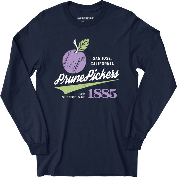 San Jose Prune Pickers - California - Vintage Defunct Baseball Teams - Long Sleeve T-Shirt Hot on Sale - Image 2