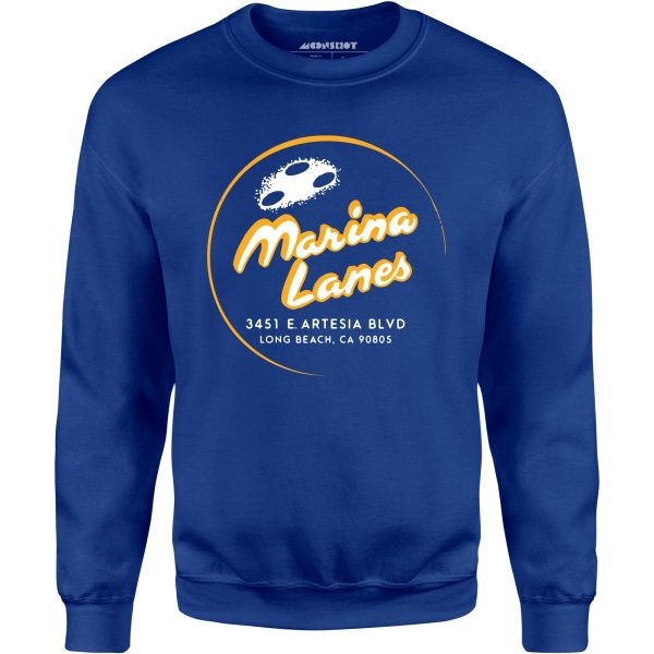 Marina Lanes - Long Beach, CA - Vintage Bowling Alley - Unisex Sweatshirt Online now - Image 4