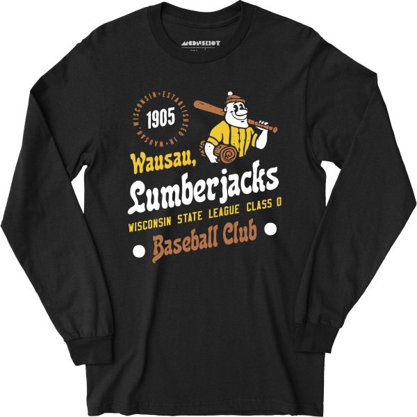 Wausau Lumberjacks - Wisconsin - Vintage Defunct Baseball Teams - Long Sleeve T-Shirt For Sale - Image 2