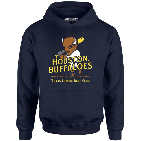 Houston Buffaloes - Texas - Vintage Defunct Baseball Teams - Unisex Hoodie Online Sale - Image 3