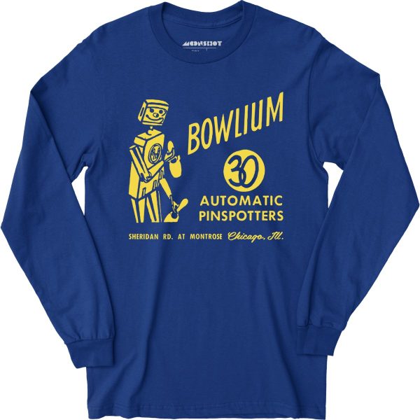 Bowlium v2 - Chicago, IL - Vintage Bowling Alley - Long Sleeve T-Shirt For Cheap - Image 3
