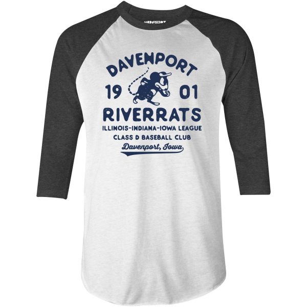 Davenport River Rats - Iowa - Vintage Defunct Baseball Teams - 3 4 Sleeve Raglan T-Shirt Supply - Image 3