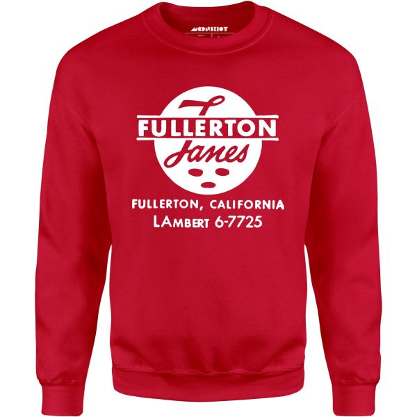 Fullerton Lanes - Fullerton, CA - Vintage Bowling Alley - Unisex Sweatshirt on Sale - Image 5