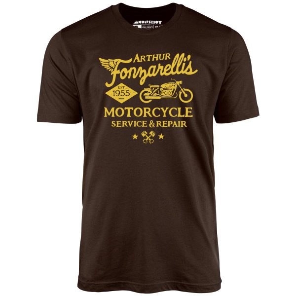 Arthur Fonzarelli s Motorcycle Service & Repair - Unisex T-Shirt For Discount - Image 4