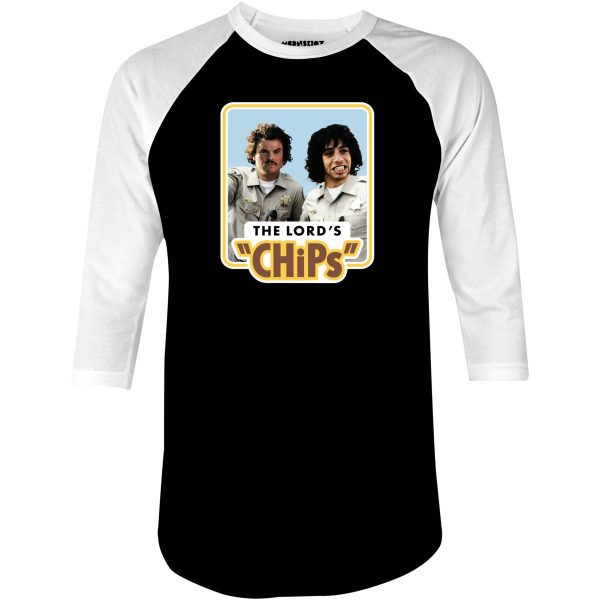 The Lord s Chips Mashup - 3 4 Sleeve Raglan T-Shirt For Sale - Image 2