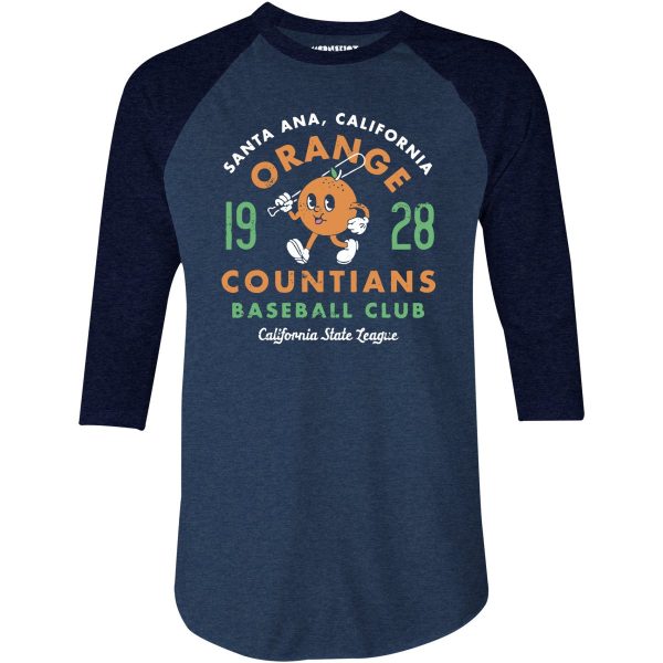 Santa Ana Orange Countians - California - Vintage Defunct Baseball Teams - 3 4 Sleeve Raglan T-Shirt For Cheap - Image 2
