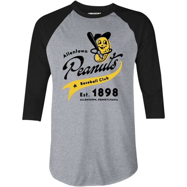 Allentown Peanuts - Pennsylvania - Vintage Defunct Baseball Teams - 3 4 Sleeve Raglan T-Shirt Online Hot Sale