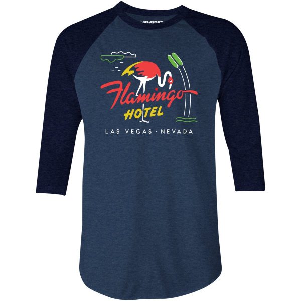 Flamingo Hotel v3 - Vintage Las Vegas - 3 4 Sleeve Raglan T-Shirt Cheap - Image 2