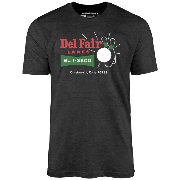 Del Fair Lanes v2 - Cincinnati, OH - Vintage Bowling Alley - Unisex T-Shirt Hot on Sale - Image 5