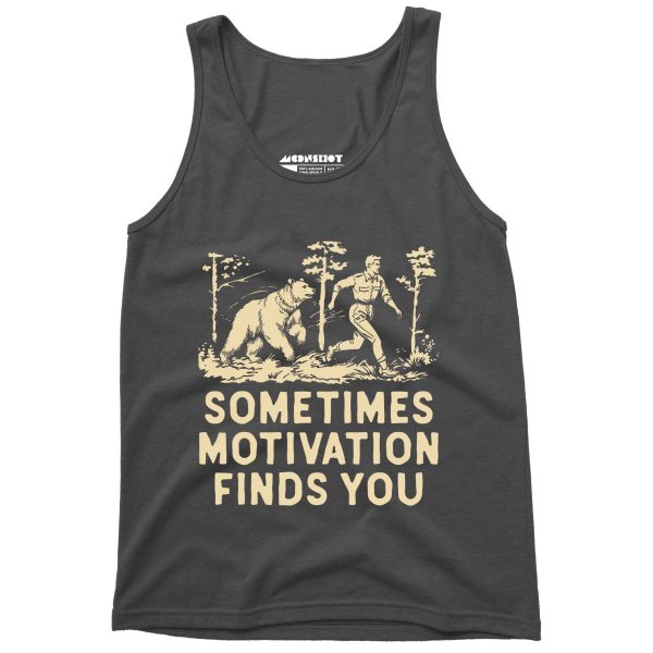 Sometimes Motivation Finds You - Unisex Tank Top Hot on Sale - Image 3