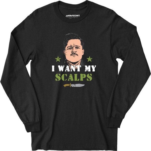 Aldo Raine - I Want My Scalps - Long Sleeve T-Shirt For Cheap - Image 2