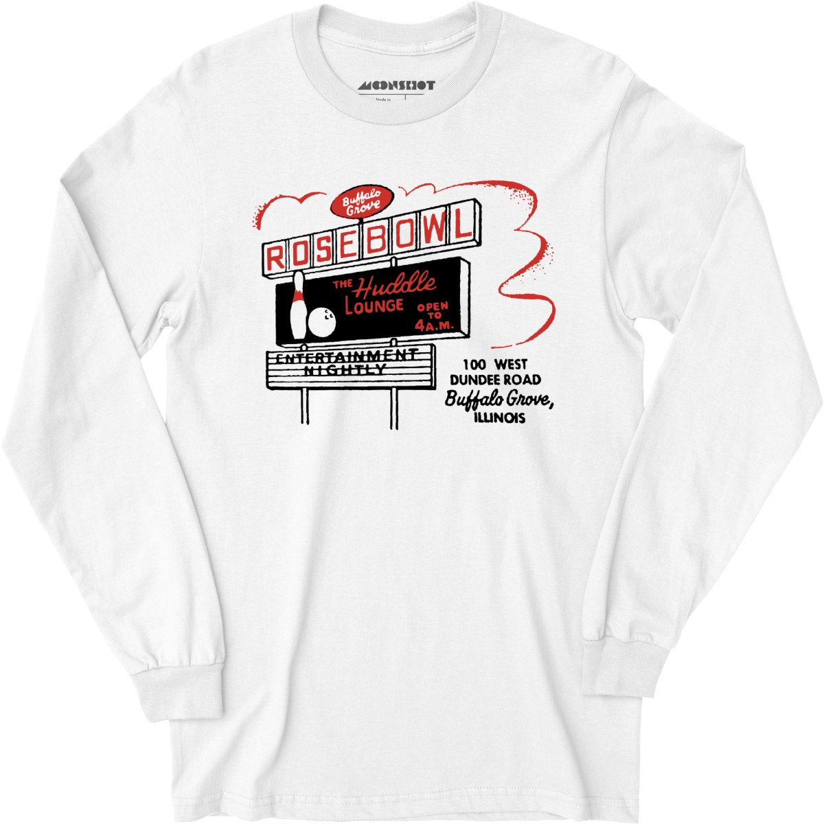 Rose Bowl – Buffalo Grove, IL – Vintage Bowling Alley – Long Sleeve T-Shirt Online Sale