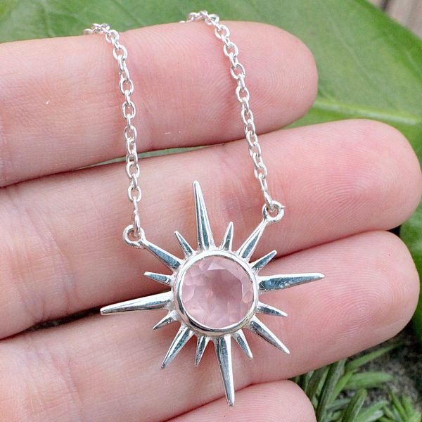Rose Quartz Sunburst Necklace Online Sale - Image 2