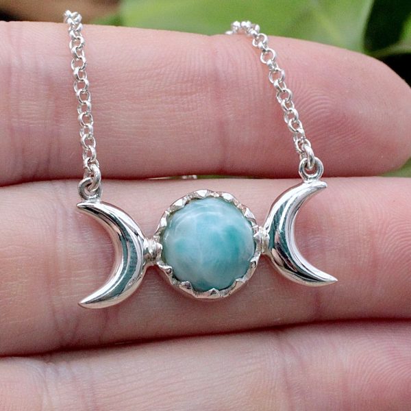 Larimar Triple Moon Necklace Fashion - Image 2
