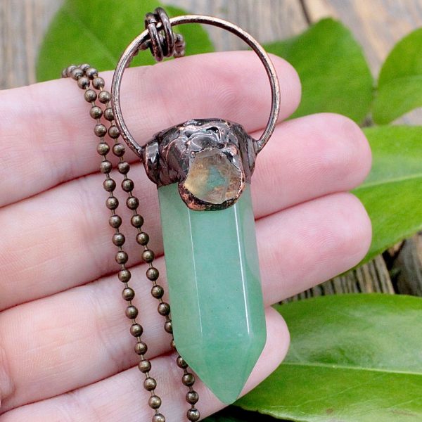 Green Aventurine Point Necklace Hot on Sale - Image 2